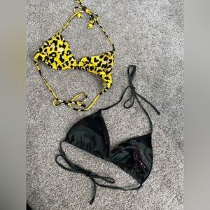 Accepting offers- Billabong and O’Neill Yellow Leopard & Green Camo Bikini Tops
